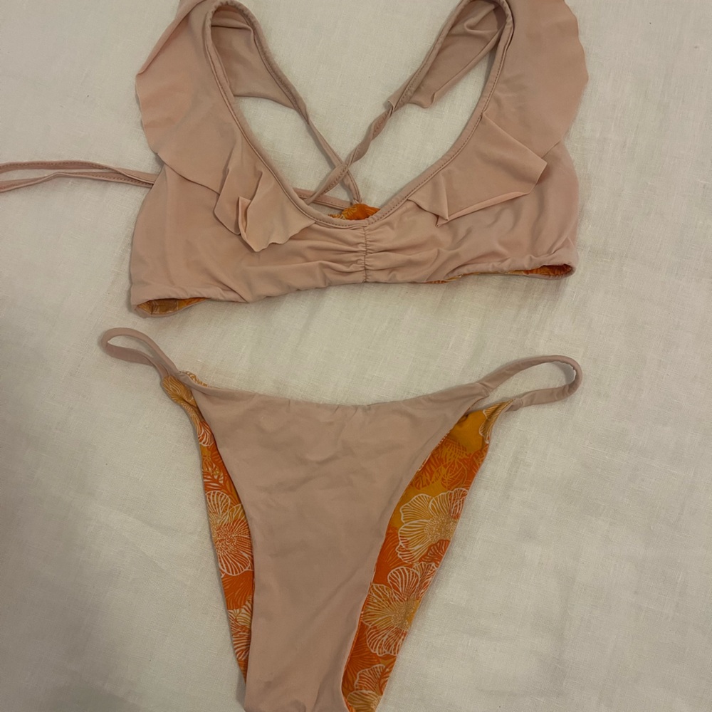 San Lorenzo Pink and Orange Bikini Top